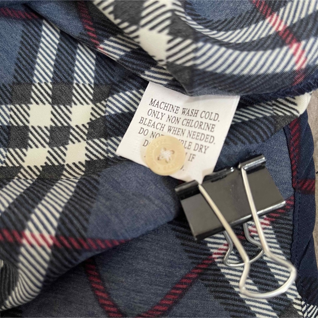 極美品　BURBERRY バーバリー チェックシャツ ネイビー　Ｌ レディースのトップス(Tシャツ(半袖/袖なし))の商品写真