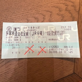 ジェイアール(JR)の青春18きっぷ(鉄道乗車券)