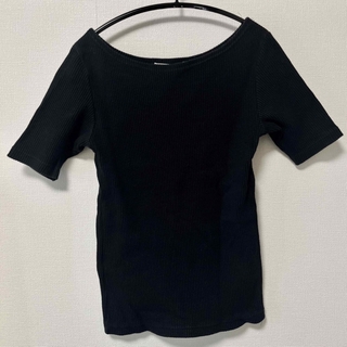 ケービーエフ(KBF)のKBF　リブボートネックTシャツ　レディース　ワンサイズ　黒(Tシャツ(半袖/袖なし))