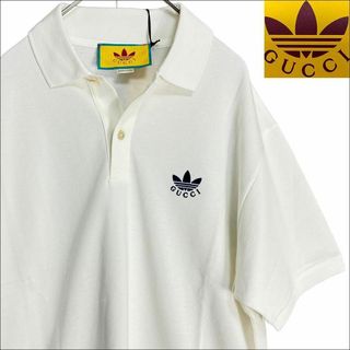 グッチ(Gucci)のJ7013 新品 グッチ×アディダス GGトレフォイルポロシャツ ホワイト L(ポロシャツ)