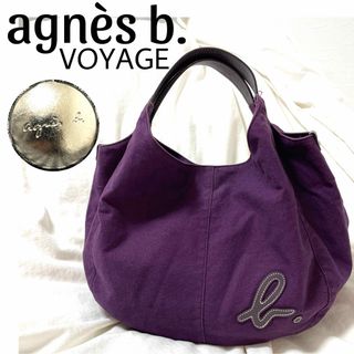 アニエスベー(agnes b.)の美品【agnes b.】牛革レザーハンドル キャンバス生地 ハンドバッグ 希少色(ハンドバッグ)