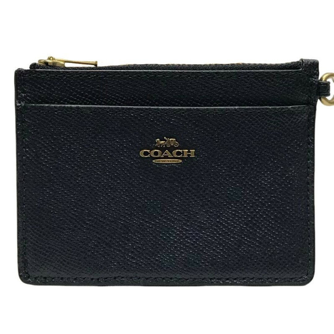 COACH(コーチ)のCOACH コーチ コインケース パスケース 3238 レザー ネイビーブラック 金具ゴールドカラー 上品 【良品】 22403K279 レディースのファッション小物(名刺入れ/定期入れ)の商品写真