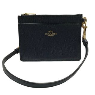 コーチ(COACH)のCOACH コーチ コインケース パスケース 3238 レザー ネイビーブラック 金具ゴールドカラー 上品 【良品】 22403K279(名刺入れ/定期入れ)