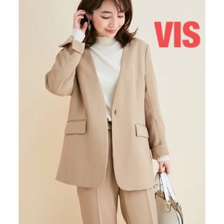 ViS - ✳️美品✳️VIS  ノーカラージャケット　ベージュ　Mサイズ  通勤服　OL