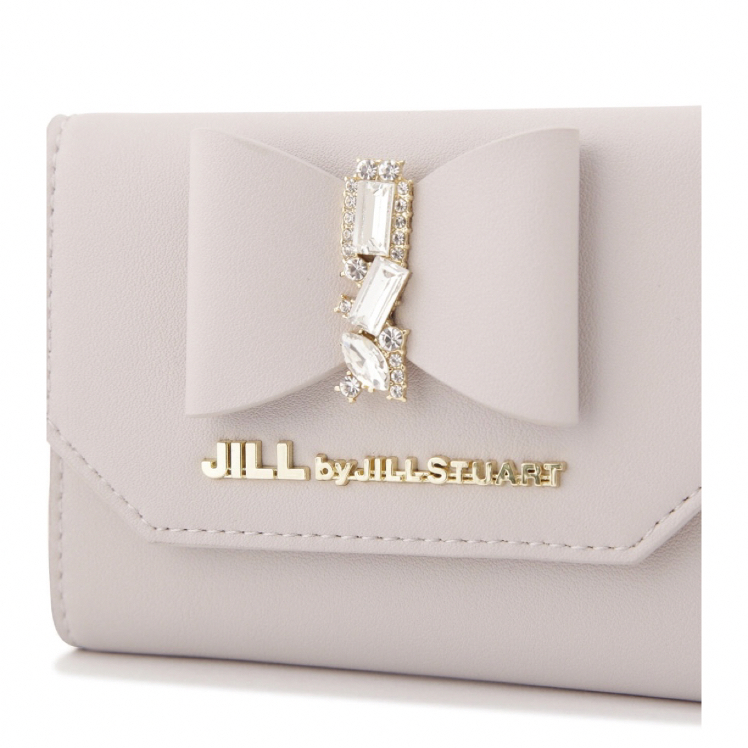 JILL by JILLSTUART(ジルバイジルスチュアート)のジルバイジルスチュアート　リボンビジューウォレットシリーズ ミニ財布　グレー レディースのファッション小物(財布)の商品写真