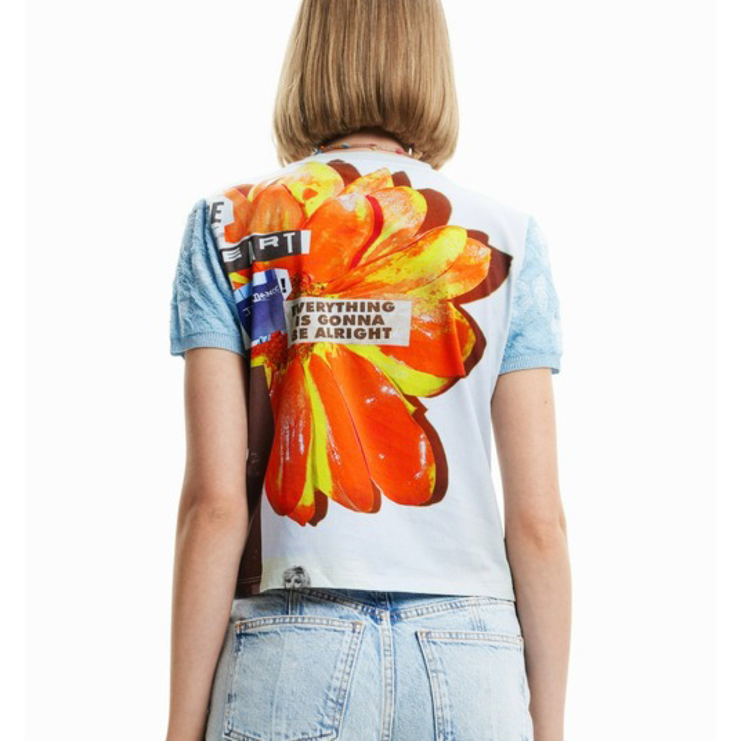 DESIGUAL(デシグアル)の美品✨デシグアル　Tシャツ　定価10,900円　シャーリング💖XS 大特価‼️ レディースのトップス(Tシャツ(半袖/袖なし))の商品写真