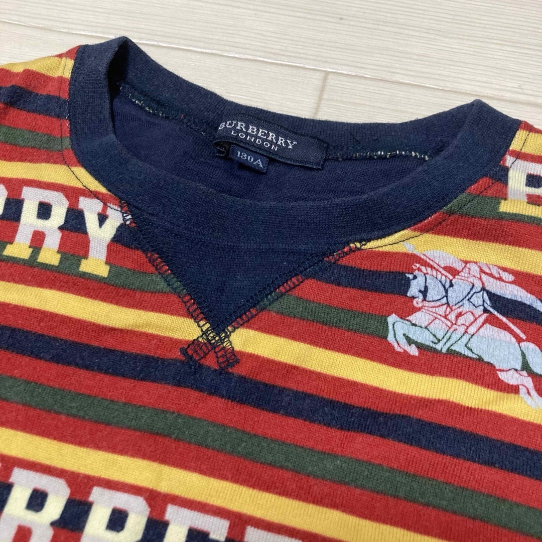 BURBERRY(バーバリー)のバーバリー　ロンT 長袖　総柄　130 かっこいい　綿　綿100 ボーダー キッズ/ベビー/マタニティのキッズ服男の子用(90cm~)(Tシャツ/カットソー)の商品写真