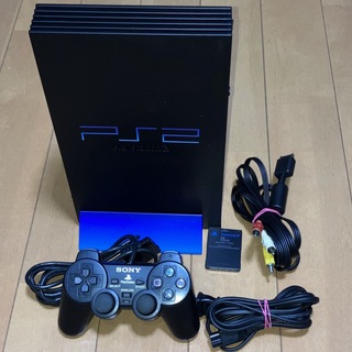 プレイステーション2(PlayStation2)のPS2 SCPH-50000 クリアブラック本体セット 美品良動品②(家庭用ゲーム機本体)