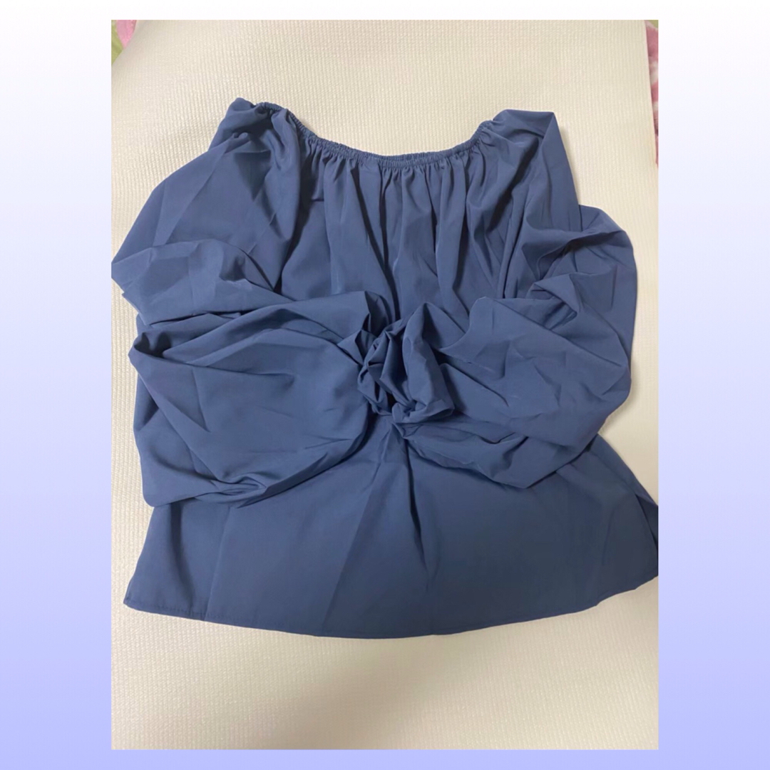 3XL シフォン ブラウス ブルー  きれいめ シャツ フリル  レディース  レディースのトップス(シャツ/ブラウス(長袖/七分))の商品写真