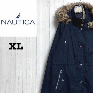 ノーティカ(NAUTICA)のノーティカ　ジップアップジャケット　ファー付き　ネイビー　古着女子　XL(ブルゾン)