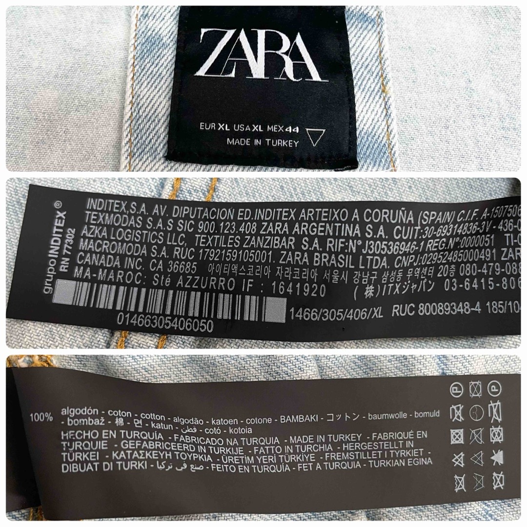 ZARA(ザラ)のZARA  ザラ　デニムジャケット Gジャン ペイント ダメージ加工　古着 メンズのジャケット/アウター(Gジャン/デニムジャケット)の商品写真