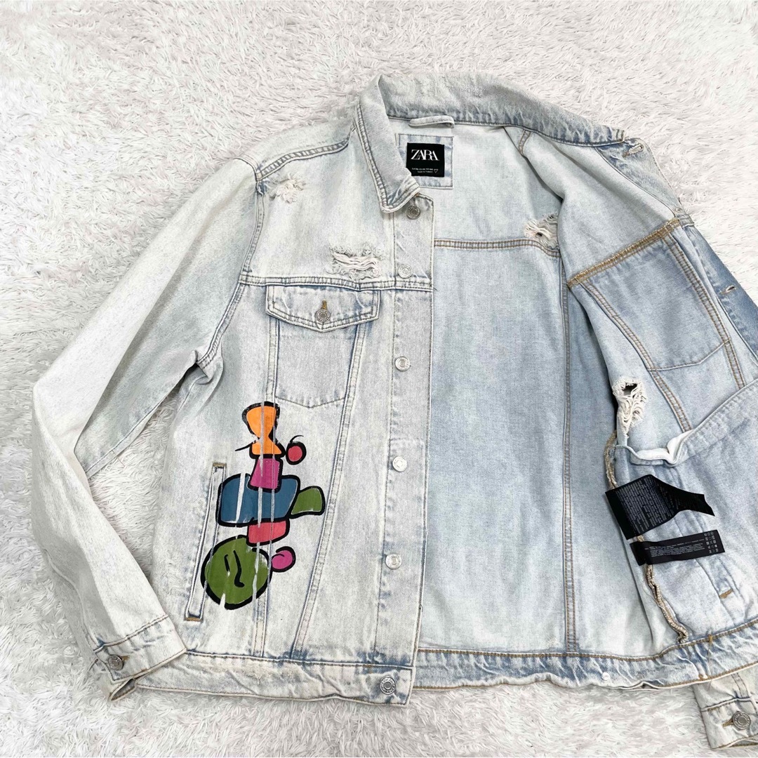 ZARA - ZARA ザラ デニムジャケット Gジャン ペイント ダメージ ZARA - ZARA ザラ デニムジャケット Gジャン ペイント ダメージ