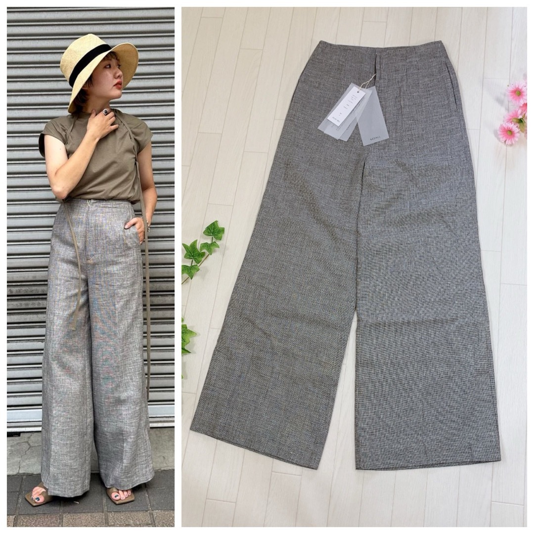 SEEALL slit bell pants-brown mix-23ss 36ファッション