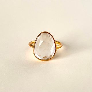 Crystal Quartz 22k gold plated ring(リング(指輪))