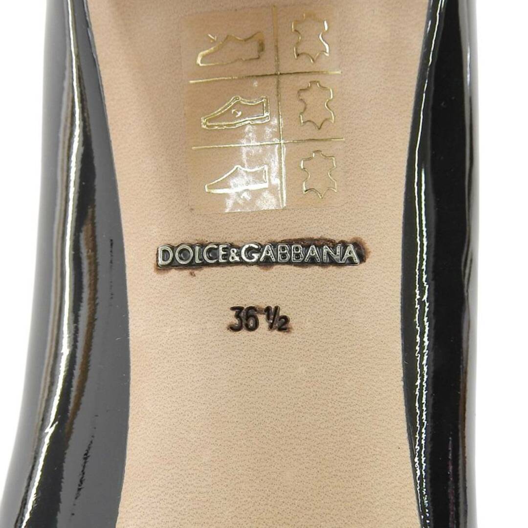 DOLCE&GABBANA(ドルチェアンドガッバーナ)のドルチェアンドガッバーナ 美品 DOLCE & GABBANA ドルチェアンドガッバーナ ビジュー付き パテントレザー パンプス レディース 黒 ブラック 36 1/2 36 1/2 レディースの靴/シューズ(ハイヒール/パンプス)の商品写真