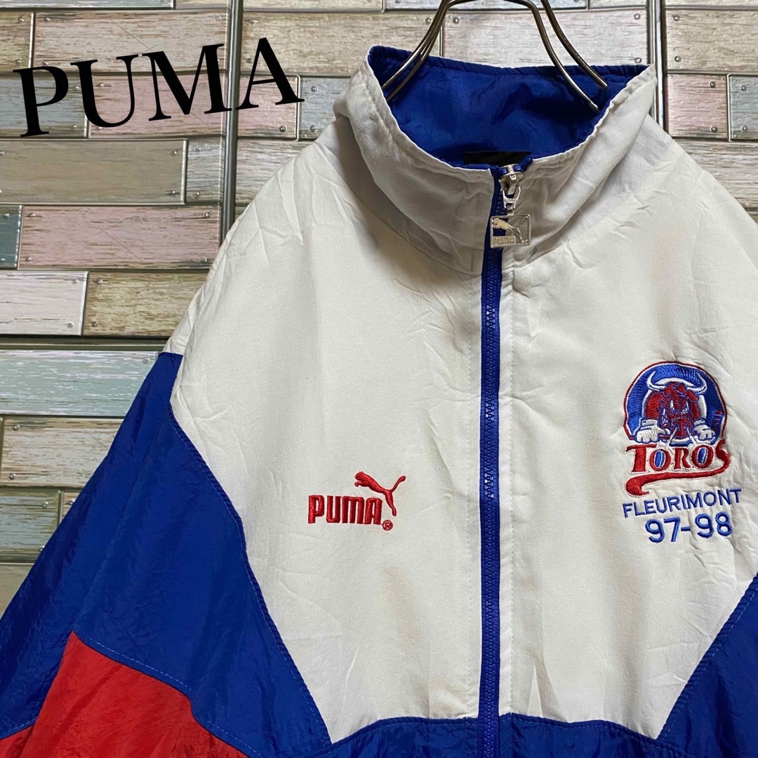 PUMA(プーマ)の【90's】PUMA プーマ　ナイロンジャケット　ビッグ刺繍ロゴ メンズのジャケット/アウター(ナイロンジャケット)の商品写真