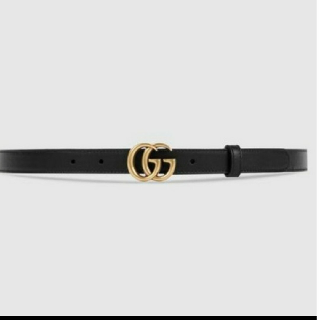 Gucci(グッチ)のGUCCIレザーダブルGバックルベルト黒ブラック素材　レザー ブラックGUC レディースのファッション小物(ベルト)の商品写真