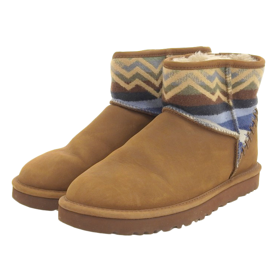 UGG(アグ)のアグ 美品 UGG アグ × PENDLETON ペンドルトン CLASSIC MINI DECO ムートン ブーツ シューズ メンズ ブラウン 27 27 メンズの靴/シューズ(その他)の商品写真