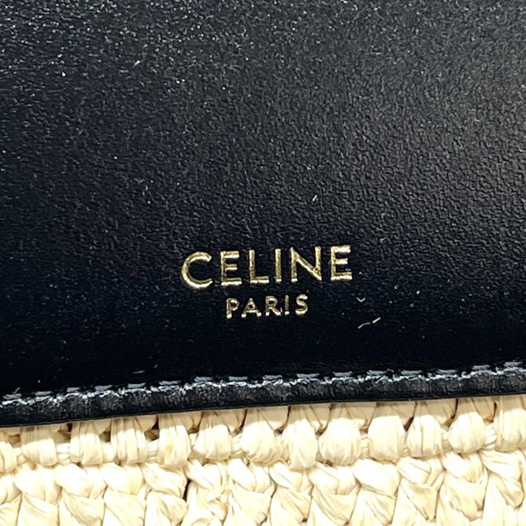 celine(セリーヌ)のセリーヌ カーフスキン ラフィア ストロー バッグ トートバッグ ショルダーバッグ ブラック ブラック ベージュ レディースのバッグ(トートバッグ)の商品写真