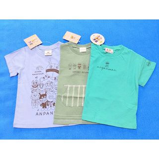 アンパンマン(アンパンマン)の新品　90cm　アンパンマン　男の子半袖Ｔシャツ３枚セット　青　みどり(Tシャツ/カットソー)