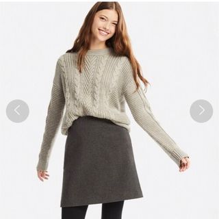 ユニクロ(UNIQLO)のウールブレンド ミニスカート★ハイウエスト デザイン シルエット モード シック(ミニスカート)