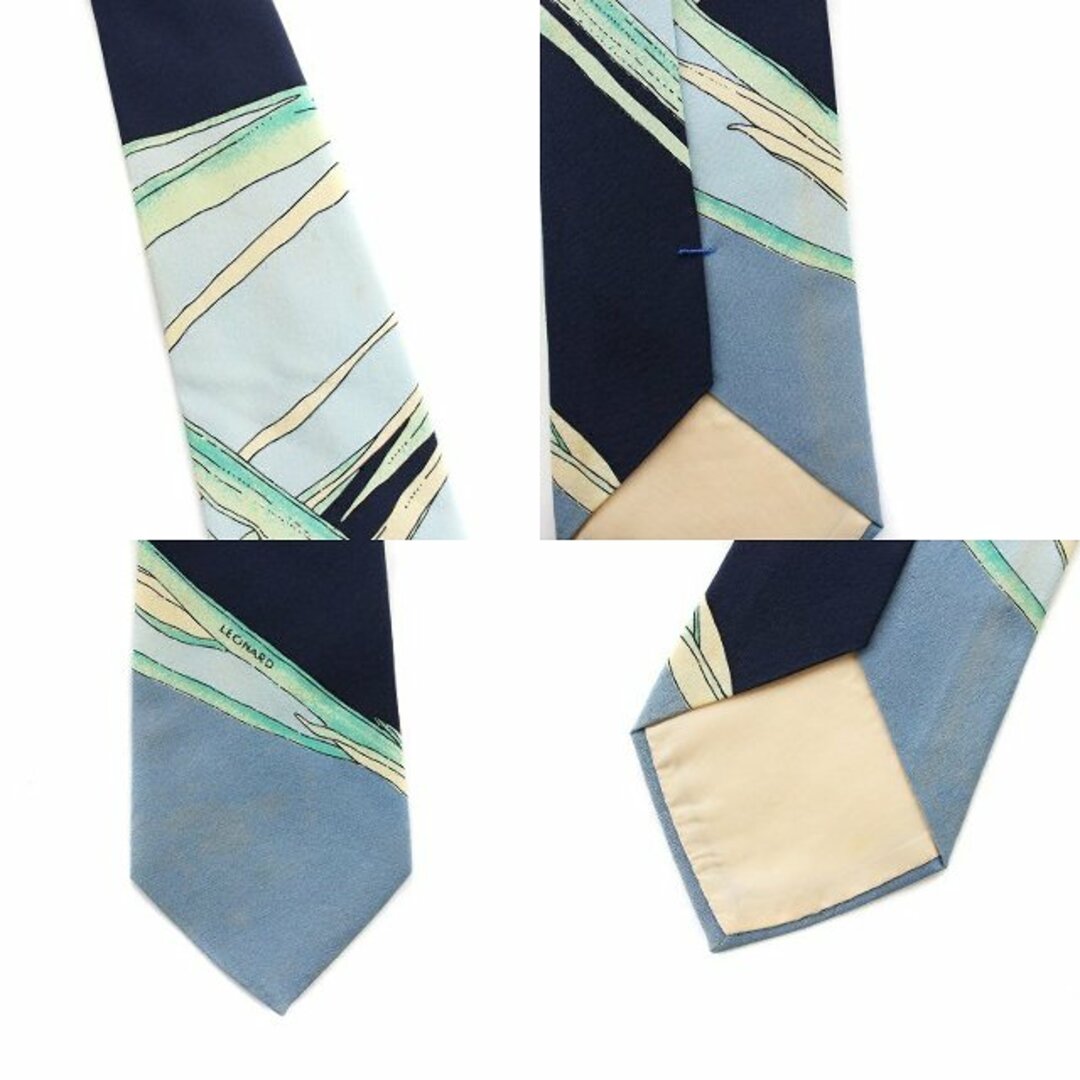 LEONARD(レオナール)のレオナール LEONARD ネクタイ レギュラータイ シルク 総柄 青 紺 メンズのファッション小物(ネクタイ)の商品写真