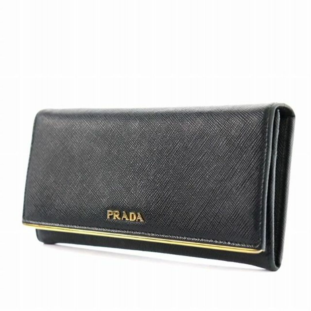 PRADA(プラダ)のプラダ 長財布 二つ折り ロゴ ゴールド金具 サフィアーノレザー 黒 ブラック レディースのファッション小物(財布)の商品写真