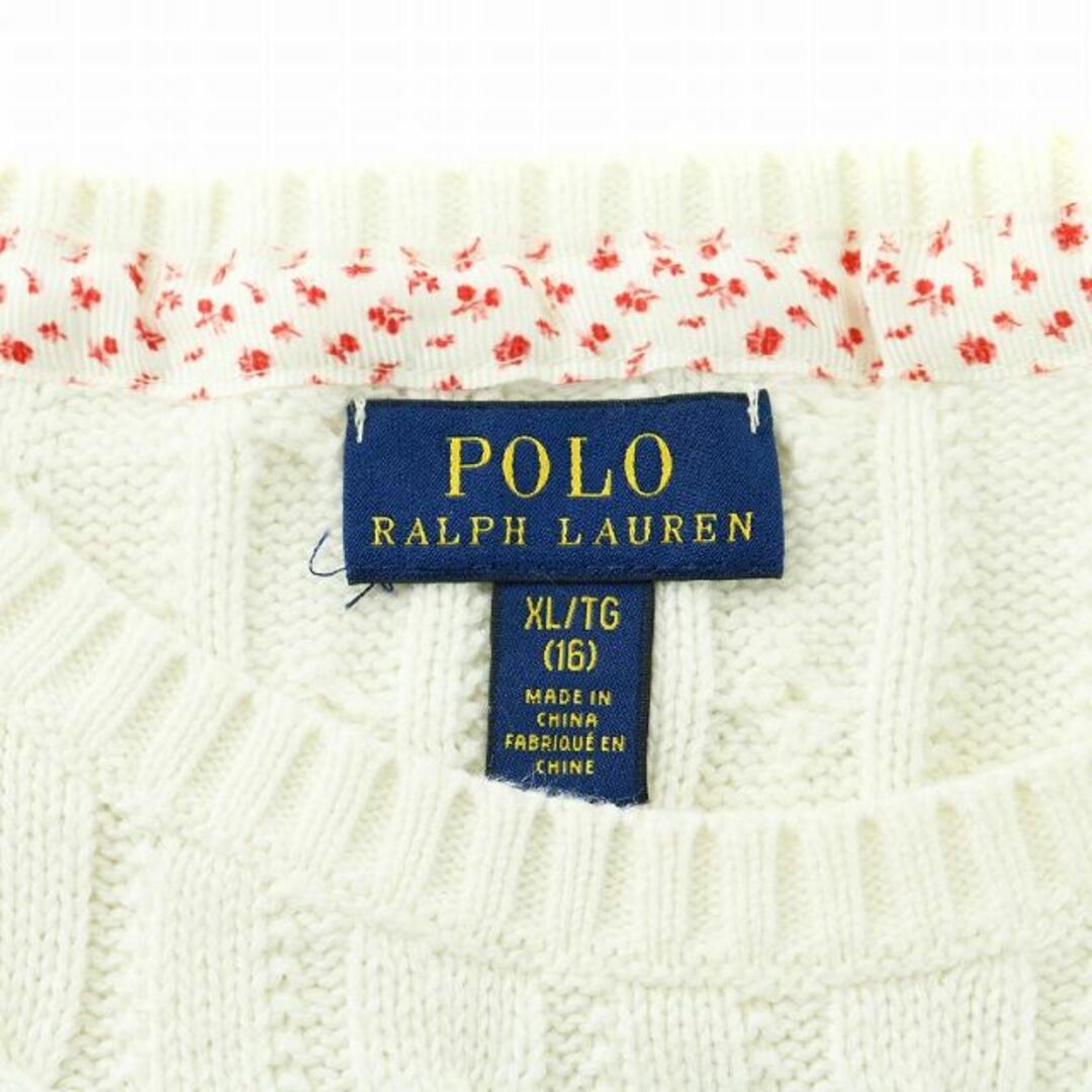 POLO RALPH LAUREN(ポロラルフローレン)のポロ ラルフローレン セーター ケーブルニット 長袖 ロゴ 刺繍 XL 白 レディースのトップス(ニット/セーター)の商品写真