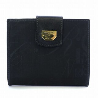 ニナリッチ(NINA RICCI)のニナリッチ 二つ折り財布 ウォレット がま口 PVC ゴールドカラー金具 黒(財布)