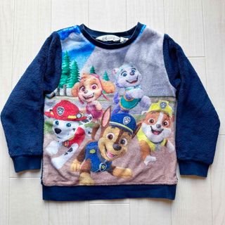 エイチアンドエム(H&M)の☆美品☆ H&M パウパトロール ボア トップス 110cm ネイビー プリント(Tシャツ/カットソー)