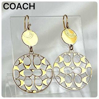 コーチ(COACH)の美品✨ Vintage Coach Gold-Tone C Dangle ピアス(ピアス)