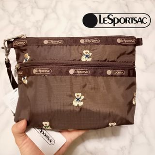 レスポートサック(LeSportsac)の値下げ【新品未使用】レスポートサック テディベア 2段ポーチ(ポーチ)