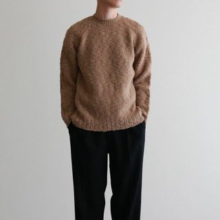 AURALEE - AURALEE WOOL SLUB KNIT P/O #BEIGE