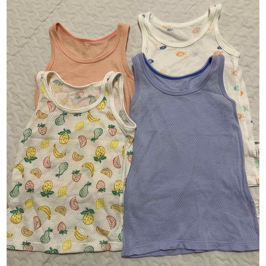 UNIQLO(ユニクロ)のユニクロ　コットンメッシュタンクトップ4枚セット キッズ/ベビー/マタニティのベビー服(~85cm)(肌着/下着)の商品写真