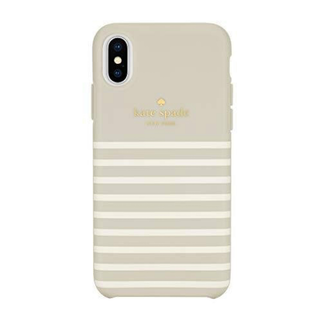 kate spade new york(ケイトスペードニューヨーク)の数量限定特価！iPhone XR用ハイブリッドカバー／Gray Stripe スマホ/家電/カメラのスマホアクセサリー(iPhoneケース)の商品写真