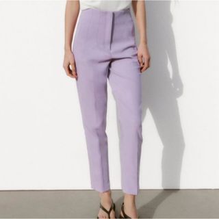 ザラ(ZARA)のザラ ZARA ハイライズ パープル パンツ ズボン ボトムス S 美品(カジュアルパンツ)