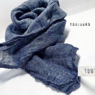 ジャーナルスタンダード(JOURNAL STANDARD)の美品 TOUJOURS✨トゥジュー リネン インディゴ 藍染 バンダナ ストール(バンダナ/スカーフ)