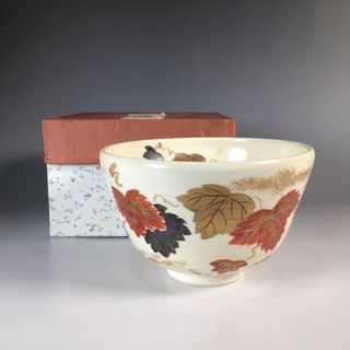 ラ９８８　茶碗　『京焼』『宮川香泉造』『金彩蔦絵』　抹茶碗　紙箱　茶道具(陶芸)