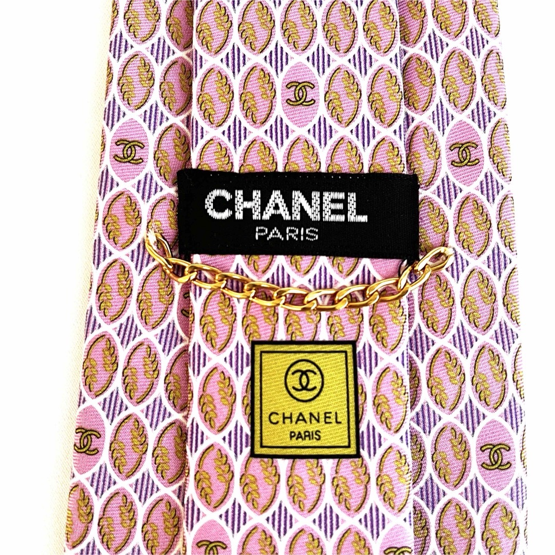 CHANEL(シャネル)の極美品✨CHANEL ネクタイ メンズ ココマーク ロゴ ピンク ゴールド 絹 メンズのファッション小物(ネクタイ)の商品写真