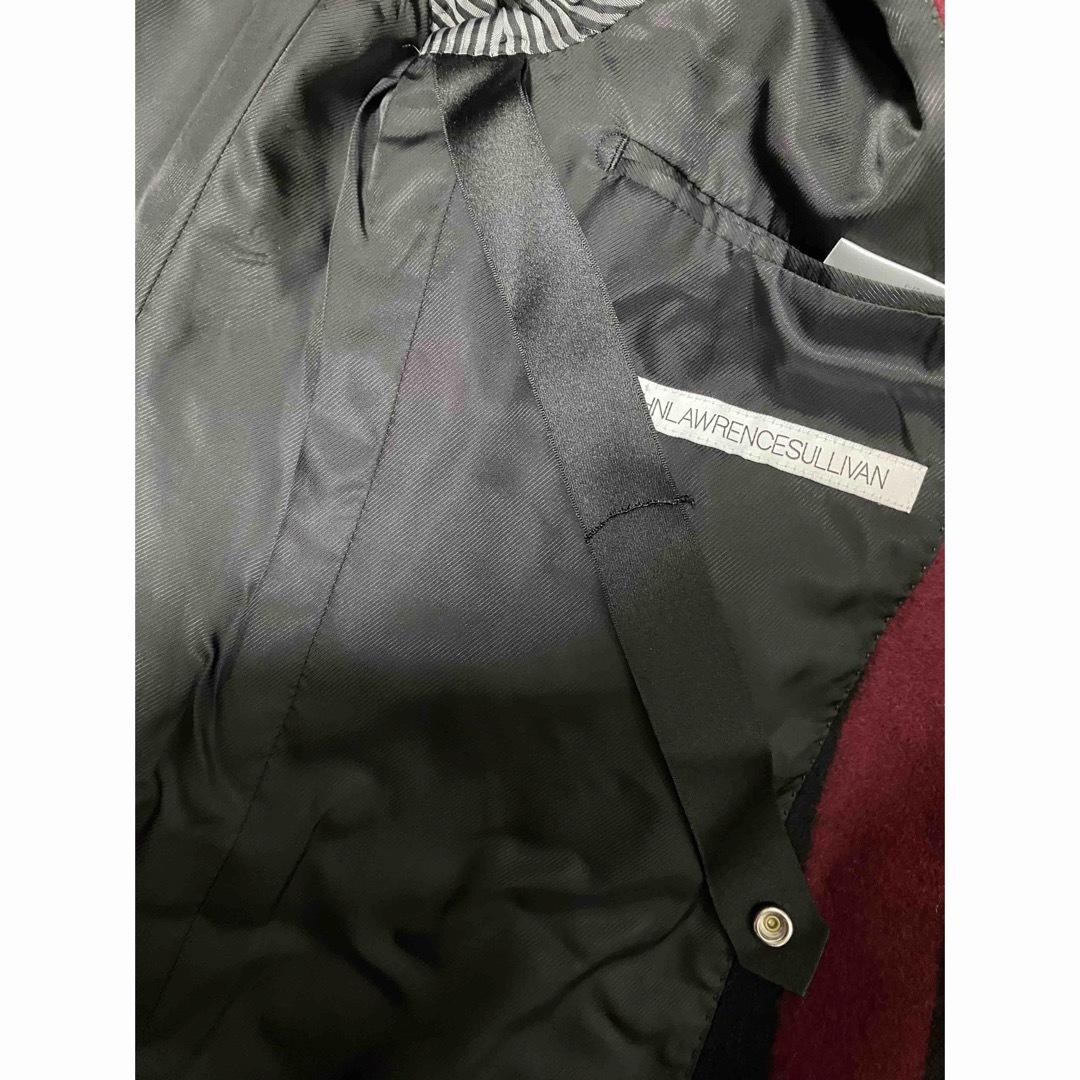 JOHN LAWRENCE SULLIVAN(ジョンローレンスサリバン)のジョンローレンスサリバン　ストライプ　ウールダブルコート　サイズ34 メンズのジャケット/アウター(チェスターコート)の商品写真
