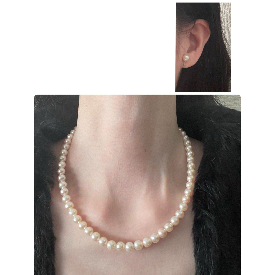 未使用　あこや真珠ネックレス　イヤリング　7.5㎜　美品 レディースのアクセサリー(ネックレス)の商品写真
