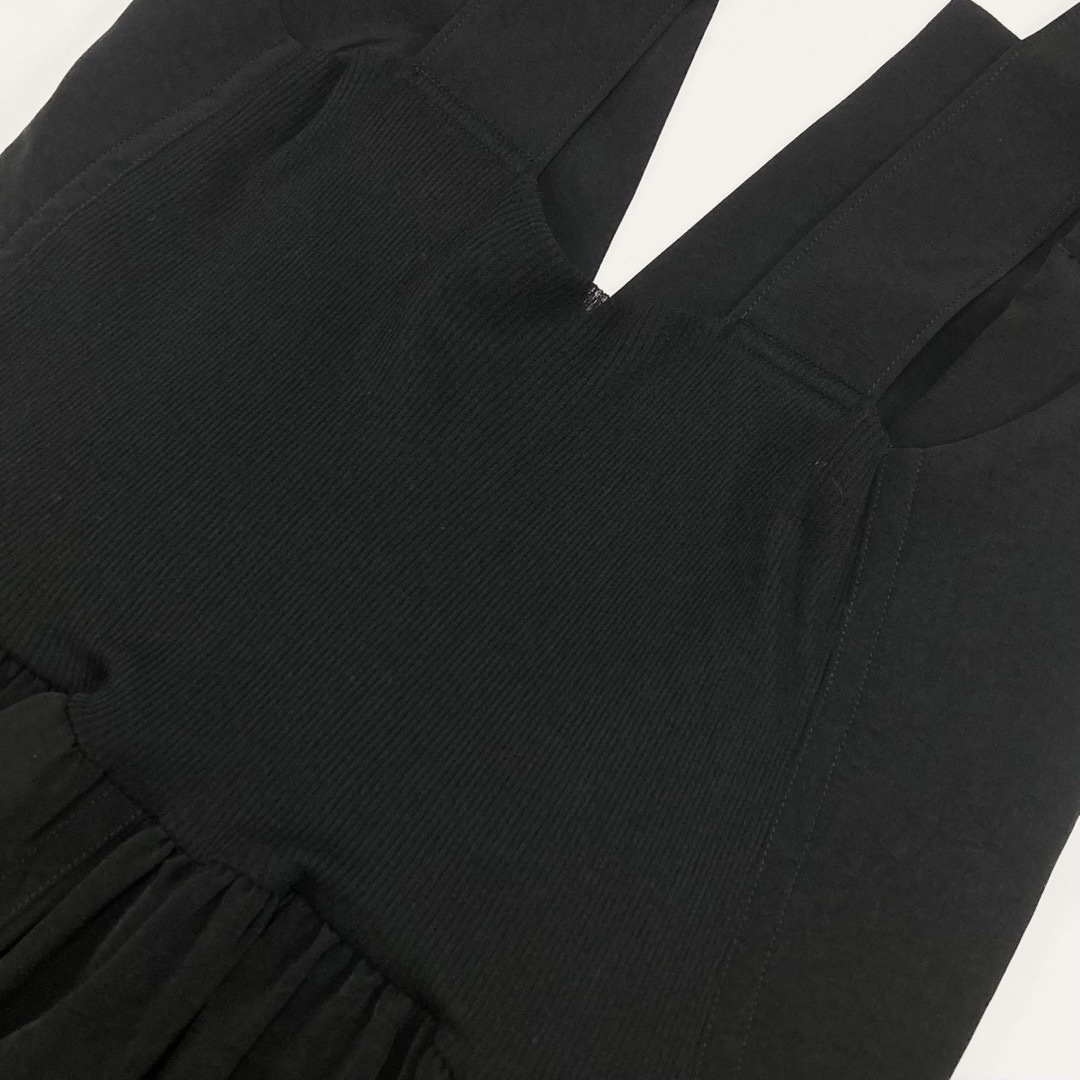 Yohji Yamamoto(ヨウジヤマモト)のヨウジヤマモト BACKSIDE GATHERED SALOPETTE 黒2 レディースのパンツ(サロペット/オーバーオール)の商品写真