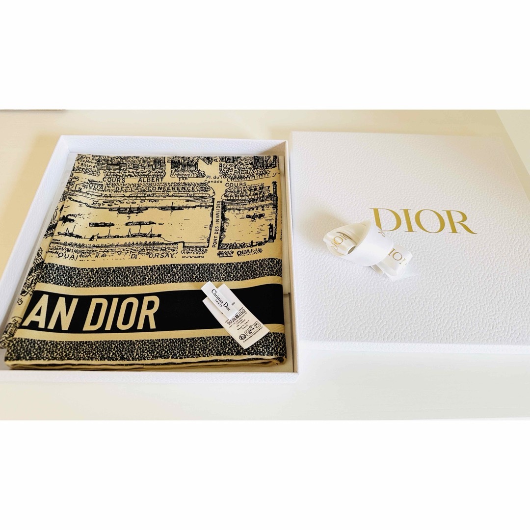 Christian Dior(クリスチャンディオール)のDior スクエアスカーフ 90×90 Plan de Paris ベージュ レディースのファッション小物(バンダナ/スカーフ)の商品写真