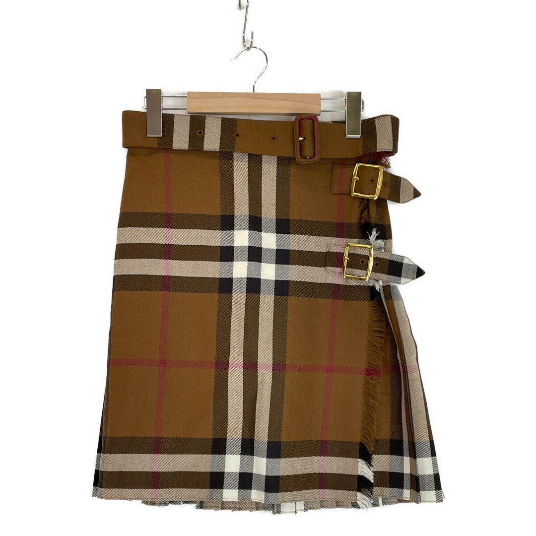 BURBERRY(バーバリー)のバーバリー ブラウン 8062856 フリンジラップベルトスカート Belted Frayed Checked Wool Skirt 34 レディースのスカート(その他)の商品写真