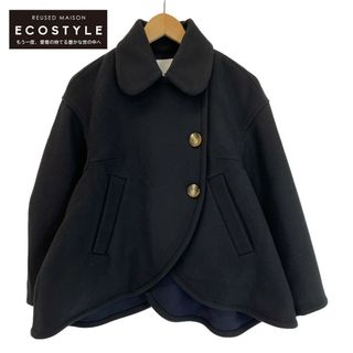 エンフォルド(ENFOLD)のエンフォルド 23AW 300GA130-1350 ブラック ウール×コットン ラウンドヘムコート 36(その他)