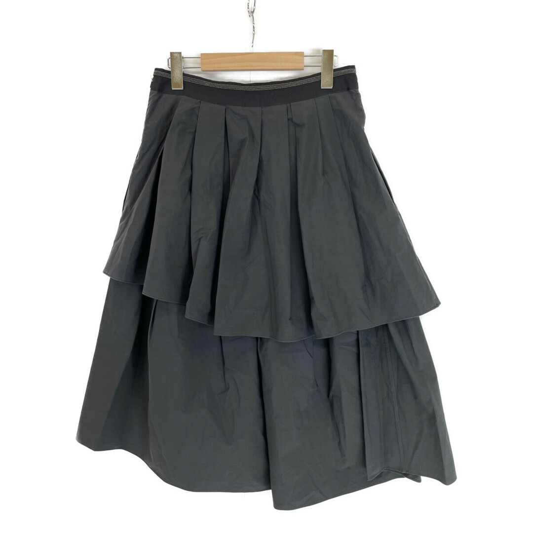 BRUNELLO CUCINELLI(ブルネロクチネリ)のブルネロクチネリ ブラック ティアードフレアスカート 42 レディースのスカート(その他)の商品写真