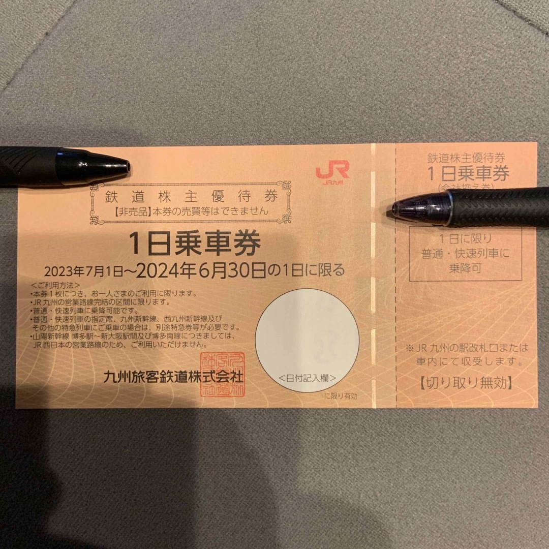 JR(ジェイアール)のJR九州　株主優待　1日乗車券　鉄道株主優待券　1枚 チケットの乗車券/交通券(その他)の商品写真