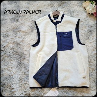 アーノルドパーマー(Arnold Palmer)のアーノルドパーマー●新品未使用タグ付き♪傘ロゴ刺繍配色ボアベスト/大きいサイズ(ダウンベスト)