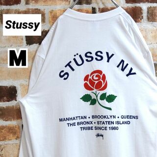 ステューシー(STUSSY)の《ステューシー》正規・新品タグ　フラワー　ホワイト　M　ロングTシャツ(Tシャツ/カットソー(七分/長袖))