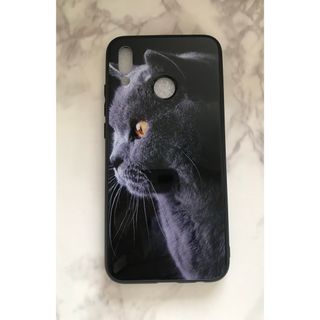 HUAWEI - 可愛いねこちゃん☆背面9Hガラスケース HUAWEI P20Lite 黒猫